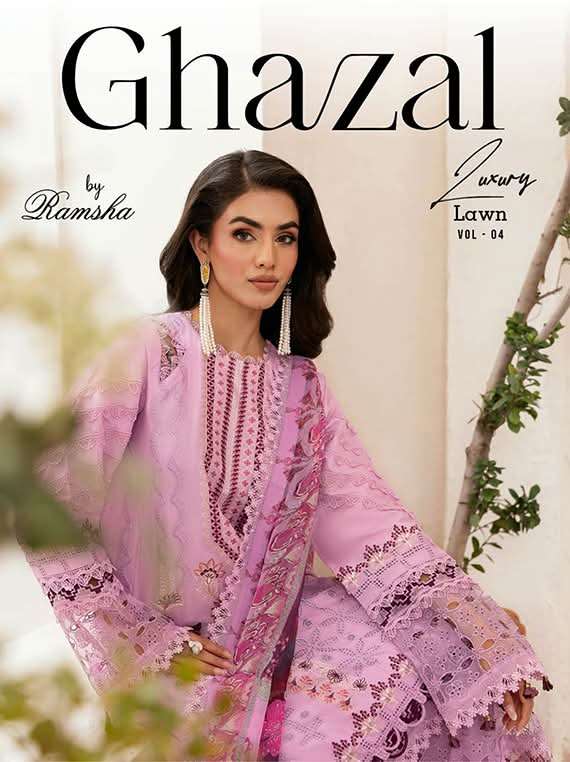 Ghazal Luxury Lawn Vol 4 by Model & Open Pic by Ramsha 
